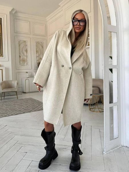 Пальто женское кашемировое с капюшоном 50-54(3 кол.) "Papafashion " недорого от прямого поставщика Razg6260-4302a/батал фото