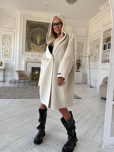 Пальто женское кашемировое с капюшоном 50-54(3 кол.) "Papafashion " недорого от прямого поставщика Razg6260-4302a/батал фото