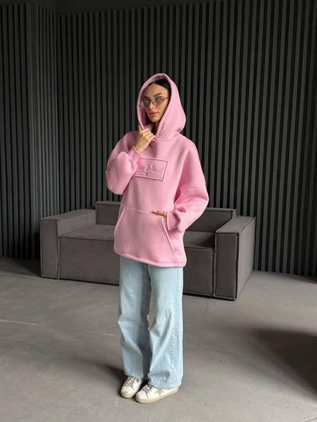 Худі жіноче з написом тринитка на флісі oversize (4кв) "GLOSSY" від прямого постачальника Rin850-022y фото