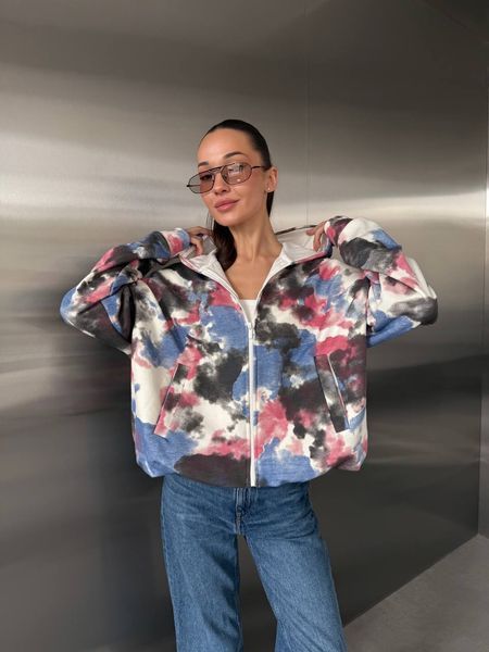 Худи унисекс из турецкой тринитки-петля ONE SIZE "VILADI" недорого от прямого поставщика SIN2024-1055_принт_роз_гол_чер_v фото