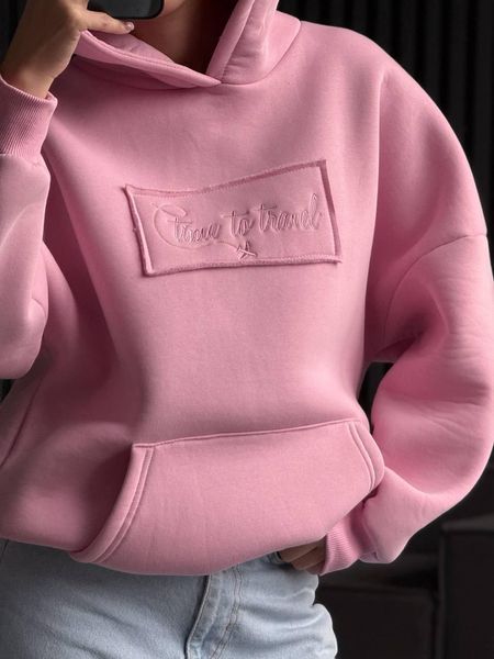 Худі жіноче з написом тринитка на флісі oversize (4кв) "GLOSSY" від прямого постачальника Rin850-022y фото