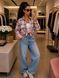 Рубашка в стиле oversize из турецкой байки кашемир 42-46, 48-52 "ALINA" недорого от прямого поставщика 2PLGU771-2023_клетка_розовый_v фото 4
