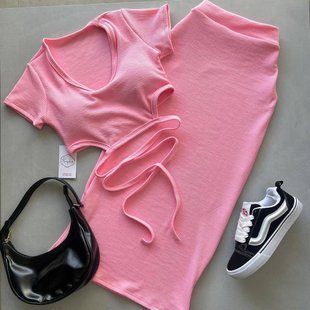 Костюм женский топ + юбка из плотного рубчика XS, S, M, L (4цв) "VIVID" недорого от прямого поставщика 2PLGU1436-491v фото