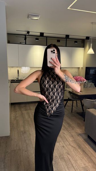 Платье женское из микродайвинга и кружева 42-44, 44-46 "CRYSTAL BRAND" недорого от прямого поставщика SIN1525-1287v фото