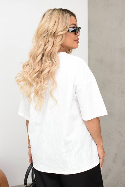 Футболка женская из хлопка с кружевом ONE SIZE (6цв) "MAKSIM TREND" недорого от прямого поставщика 2PLGU1063-001_без_вышивки_v фото