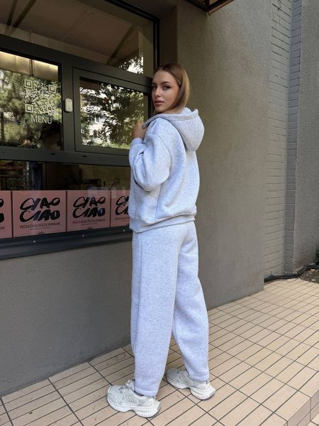Оверсайз костюм женский из тринитки на флисе с манжетами из рибаны S-M, L-XL (4цв) "SOLO" недорого от прямого поставщика 2PLBeg737-251v фото
