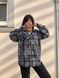 Стильная женская рубашка в клетку из фланели с деликатными камнями oversize (3цв) "ASPERAMO" недорого от прямого поставщика Rin1545-7101_пр_кл_син_сер_бел_v фото 4
