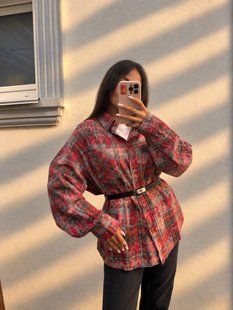 Стильная женская рубашка в клетку из фланели с деликатными камнями oversize (3цв) "ASPERAMO" недорого от прямого поставщика Rin1545-7101-1_пр_кл_кр_сер_бел_v фото