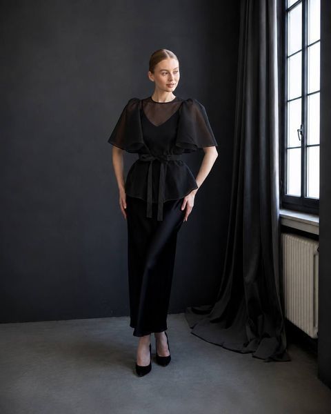 Костюм женский из дабл арман и органзы 42-44, 46-48 (2цв) "INDRESS" недорого от прямого поставщика Sin1491-451v фото